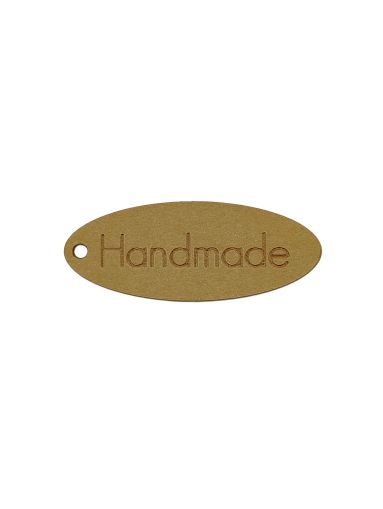 Etichete Handmade, carton Kraft, forma ovala, 6 cm - set 20 bucati