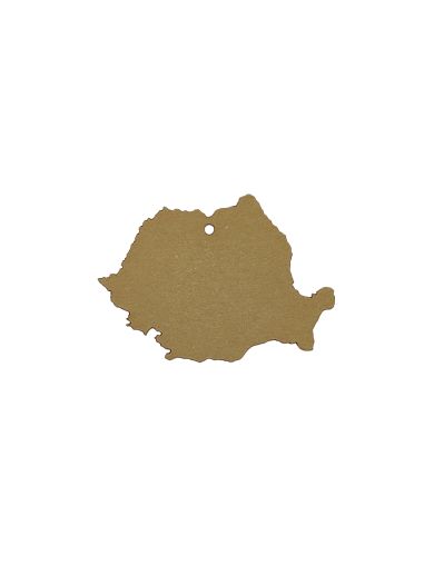 Etichete harta Romaniei, carton Kraft, 6 cm, set 20 bucati