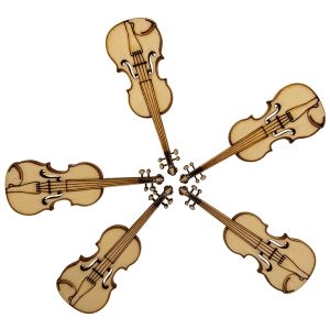 Set martisoare vioara din lemn, 2 x 5.7 cm 