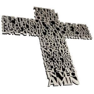 Cruce "Tatal Nostru", argintiu, 25 cm x 24 cm