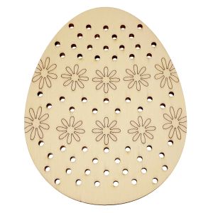 Ou pentru cusut, model flori, din lemn, 12 cm