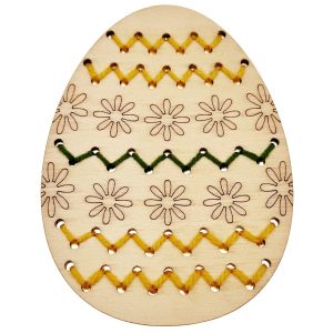 Ou pentru cusut, model flori, din lemn, 12 cm