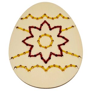 Ou pentru cusut, model floare, din lemn, 12 cm