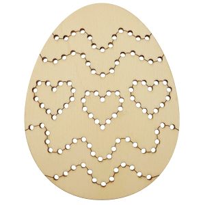 Ou pentru cusut, model inimioare, din lemn, 12 cm