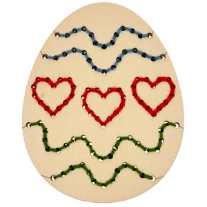 Ou pentru cusut, model inimioare, din lemn, 12 cm
