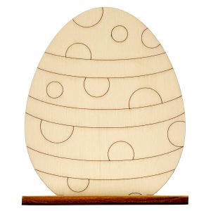Set 5 oua pentru pictat, cu suport, din lemn, 10 cm inaltime