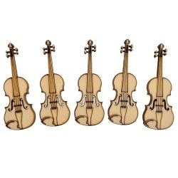 Set martisoare vioara din lemn, 2 x 5.7 cm 