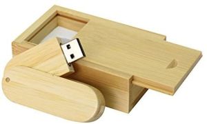 Memorie USB, 32 GB, lemn de bambus, USB 2.0, cu cutie lemn