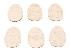 Set oua din lemn, pentru pictat, 12 cm, set 6 bucati
