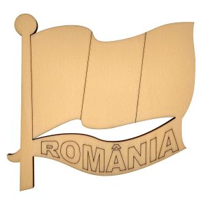 Steag din lemn pentru pictat, gravat cu Romania