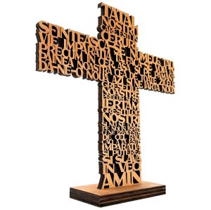 Cruce cu stativ "Tatal Nostru", lemn de fag, 25 cm x 24 cm